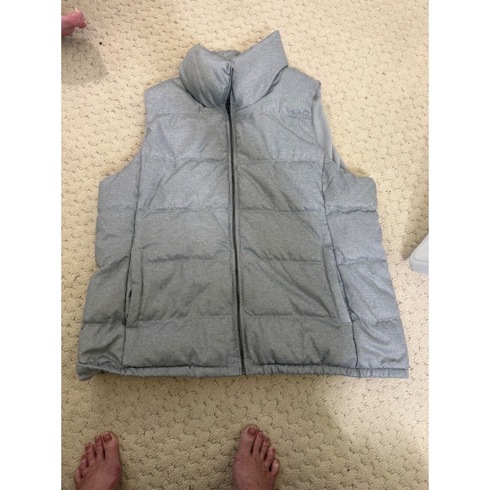 Old Navy Womens XXL Puffer Vest Heather Gray Fleece Lined Full Zip Sleeveless
